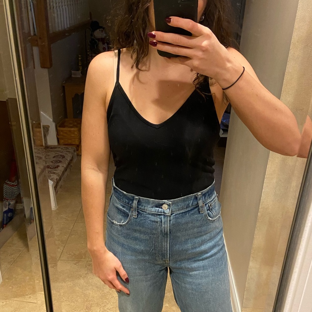 Black Ribbed Tank V-neck Bodysuit - NWT